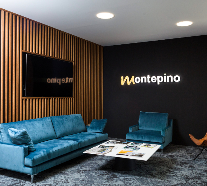 Revestimiento de listones de madera decorativos para oficinas de Montepino dest