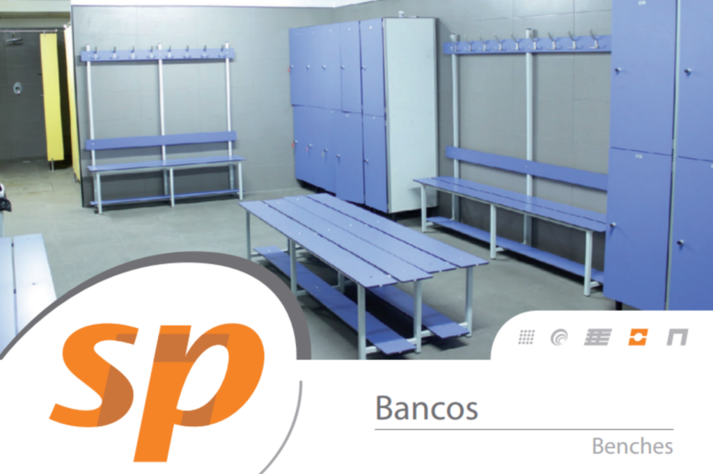 Bancos, mamparas cabinas y taquillas fenólicas para baños 3
