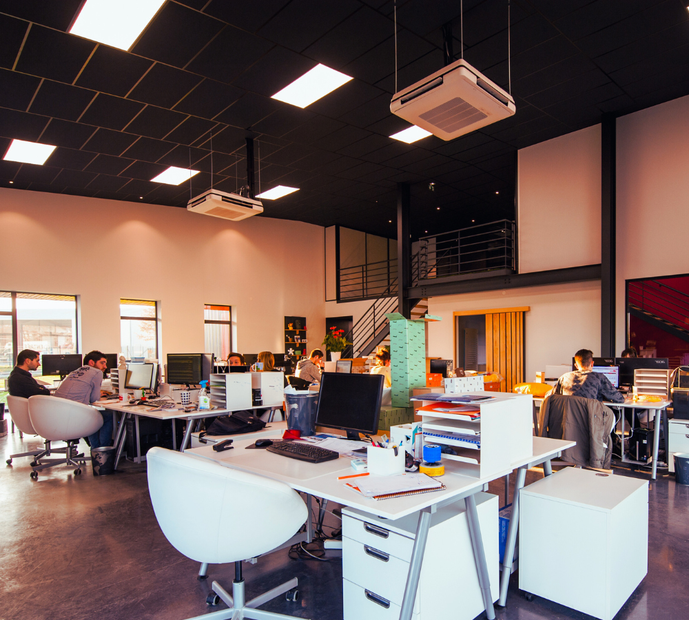 techos acústicos de madera en oficinas dest